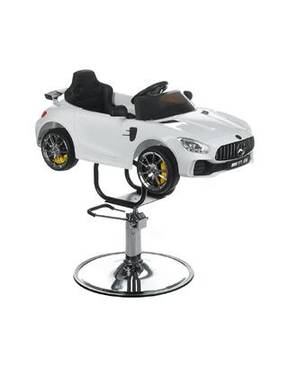 Poltrona da barbiere Mercedes per bambini per parrucchiere - bianca