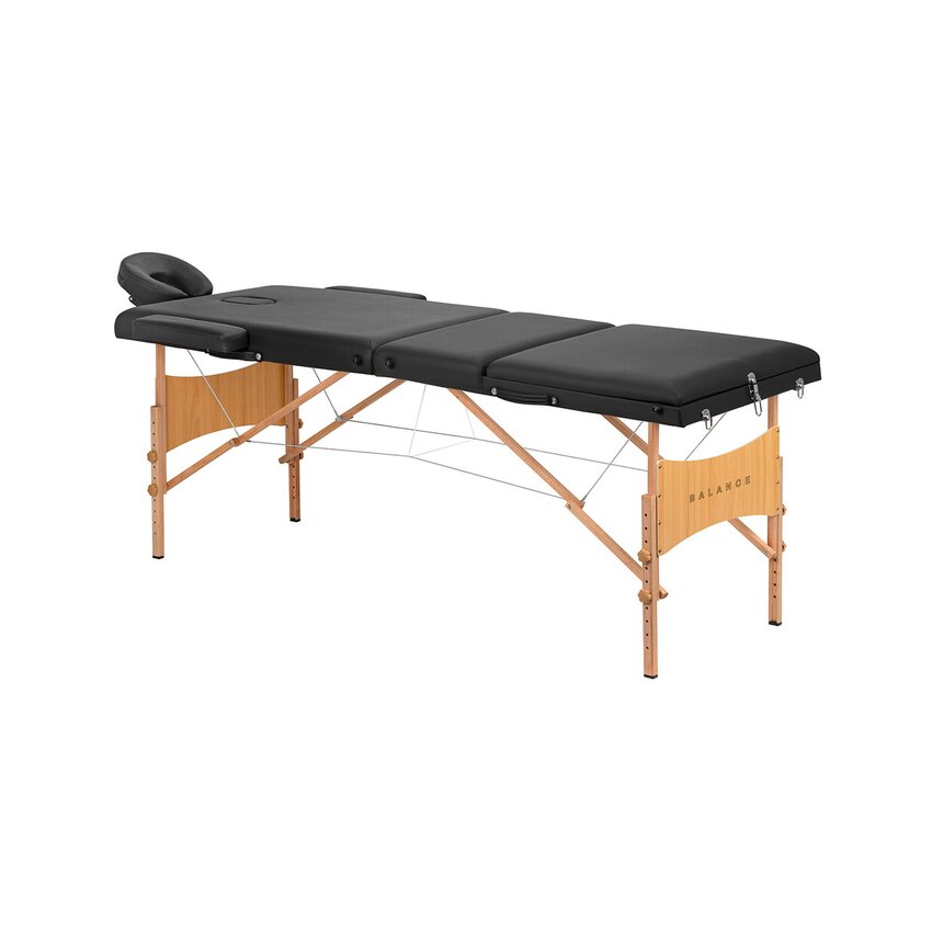 Lettino da massaggio pieghevole Balance in legno, 3 pezzi, nero