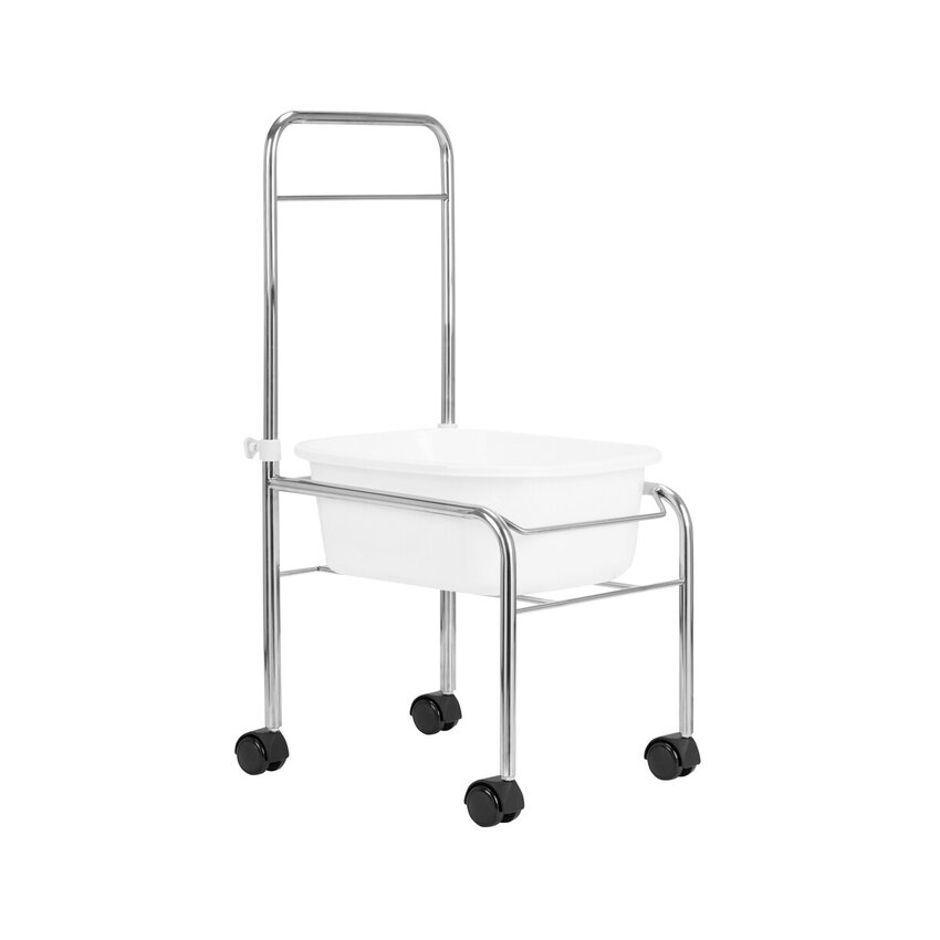 Vaschetta per pedicure su ruote cromate