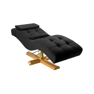 Poltrona per trattamento ciglia Corona SPA, nera con base color oro