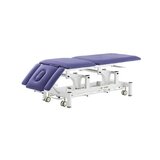 Lettino da massaggio elettrico a 5 sezioni - Rila PRO - Telaio bianco, rivestimento blu