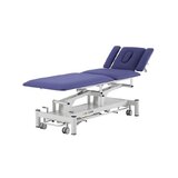 Lettino da massaggio elettrico a 5 sezioni - Rila PRO - Telaio bianco, rivestimento blu