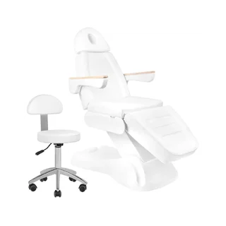 Poltrona per trattamenti Lux 273B + sgabello 304, bianco