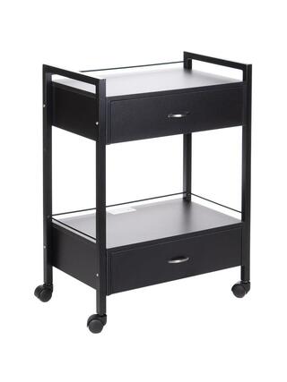 Carrello della spesa con ruote nero con 2 cassetti - nero