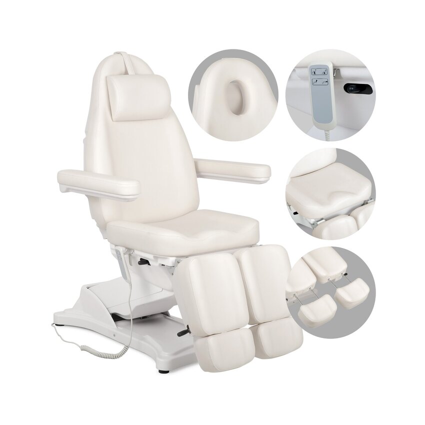 Poltrona per trattamenti estetici, elettrica Elara PRO 6P - bianca